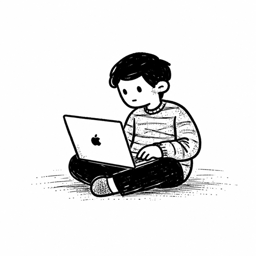 Hand-drawn illustration of Faiz waving
